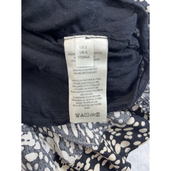 Anthropologie Maeve Skirt Womens Sz 2 Tiered Mini Black Print Linen Blend Boho - Picture 3 of 10